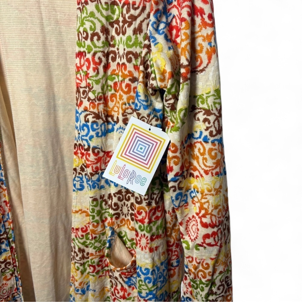 LuLaRoe Sarah Cardigan L Multicolor Open Front Duster NWT - Picture 4 of 8